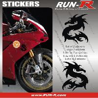 Adhesifs & Stickers Auto 2 stickers DRAGON 10 cm - NOIR - Run-R