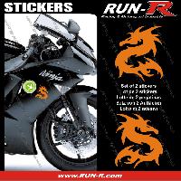 Adhesifs & Stickers Auto 2 stickers DRAGON 10 cm - ORANGE - Run-R