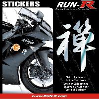 Adhesifs & Stickers Auto 2 stickers KANJI ZEN 16 cm - CHROME - Run-R