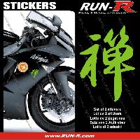 Adhesifs & Stickers Auto 2 stickers KANJI ZEN 16 cm - VERT - Run-R