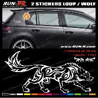 Adhesifs & Stickers Auto 2 stickers Loup Tribal 20cm - Argent - Run-R