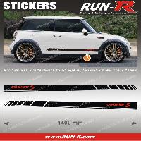 Adhesifs & Stickers Auto 2 stickers MI32N MINI COOPER S 140cm - NOIR lettres ROUGES - Run-R