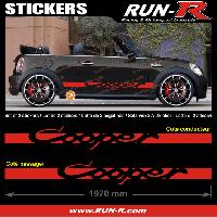 Adhesifs & Stickers Auto 2 stickers MINI COOPER 197 cm - ROUGE - Run-R