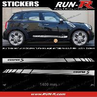Adhesifs & Stickers Auto 2 stickers MINI COOPERS S 140 cm - ARGENT lettres NOIRES - Run-R