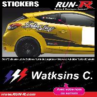 Adhesifs & Stickers Auto 2 stickers NOM PILOTE drift rallye style FLASH - Lettrage blanc - Run-R
