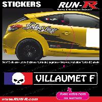 Adhesifs & Stickers Auto 2 stickers NOM PILOTE drift rallye style TETE DE MORT - Lettrage blanc - Run-R