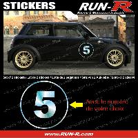 Adhesifs & Stickers Auto 2 stickers NUMERO DE COURSE 28 cm - CHROME - TOUT VEHICULE - Run-R