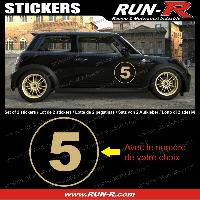 Adhesifs & Stickers Auto 2 stickers NUMERO DE COURSE 28 cm - DORE - TOUT VEHICULE - Run-R