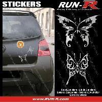 Adhesifs & Stickers Auto 2 stickers PAPILLON TRIBAL 13 cm - ARGENT - Run-R