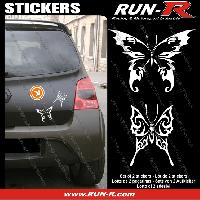 Adhesifs & Stickers Auto 2 stickers PAPILLON TRIBAL 13 cm - BLANC - Run-R