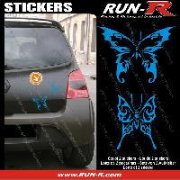 Adhesifs & Stickers Auto 2 stickers PAPILLON TRIBAL 13 cm - BLEU - Run-R
