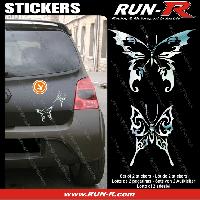 Adhesifs & Stickers Auto 2 stickers PAPILLON TRIBAL 13 cm - CHROME - Run-R