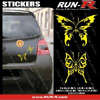 Adhesifs & Stickers Auto 2 stickers PAPILLON TRIBAL 13 cm - JAUNE - Run-R