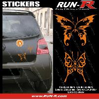Adhesifs & Stickers Auto 2 stickers PAPILLON TRIBAL 13 cm - ORANGE - Run-R