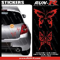 Adhesifs & Stickers Auto 2 stickers PAPILLON TRIBAL 13 cm - ROUGE - Run-R