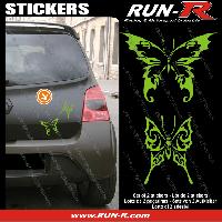 Adhesifs & Stickers Auto 2 stickers PAPILLON TRIBAL 13 cm - VERT - Run-R