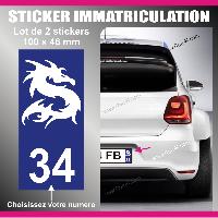 Adhesifs & Stickers Auto 2 stickers plaque immatriculation - Modele DRAGON - Run-R