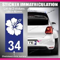 Adhesifs & Stickers Auto 2 stickers plaque immatriculation - Modele IBISCUS - Run-R