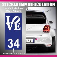 Adhesifs & Stickers Auto 2 stickers plaque immatriculation - Modele LOVE - Run-R