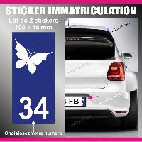 Adhesifs & Stickers Auto 2 stickers plaque immatriculation - Modele PAPILLON - Run-R
