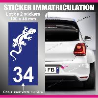 Adhesifs & Stickers Auto 2 stickers plaque immatriculation - Modele SALAMANDRE - Run-R