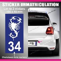 Adhesifs & Stickers Auto 2 stickers plaque immatriculation - Modele SCORPION - Run-R
