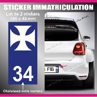 Adhesifs & Stickers Auto 2 stickers plaque immatriculation - Modele WEST COAST - Run-R
