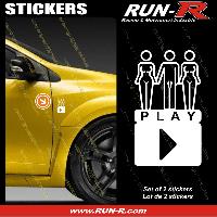 Adhesifs & Stickers Auto 2 stickers SEXY PLAY 8 cm - BLANC - Run-R