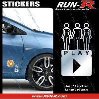 Adhesifs & Stickers Auto 2 stickers SEXY PLAY 8 cm - CHROME - Run-R