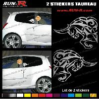 Adhesifs & Stickers Auto 2 stickers TAUREAU TRIBAL 15 cm - DIVERS COLORIS - Run-R