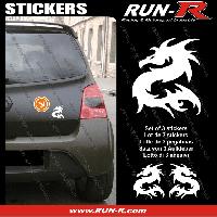 Adhesifs & Stickers Auto 3 stickers DRAGON 11 cm - BLANC - Run-R