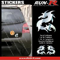 Adhesifs & Stickers Auto 3 stickers DRAGON 11 cm - CHROME - Run-R