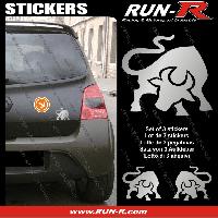 Adhesifs & Stickers Auto 3 stickers TAUREAU Stylise 10 cm - ARGENT - Run-R