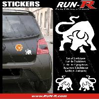 Adhesifs & Stickers Auto 3 stickers TAUREAU Stylise 10 cm - BLANC - Run-R