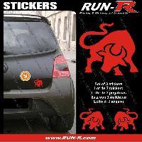 Adhesifs & Stickers Auto 3 stickers TAUREAU Stylise 10 cm - ROUGE - Run-R