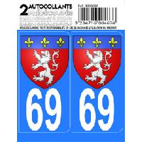 Adhesifs & Stickers Auto Autocollant departement 69 - BLASON LYONNAIS -x2-