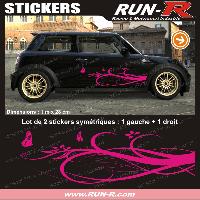 Adhesifs & Stickers Auto Decoration sticker FLORAL ART 4 PAPILLONS - 1 METRE - ROSE - TOUS VEHICULES - Run-R