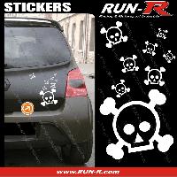 Adhesifs & Stickers Auto Lot stickers tete de mort SKULL RAIN format A4 - BLANC - Run-R