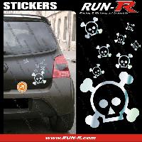 Adhesifs & Stickers Auto Lot stickers tete de mort SKULL RAIN format A4 - CHROME - Run-R