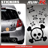 Adhesifs & Stickers Auto Lot stickers tete de mort SKULL RAIN format A4 - NOIR - Run-R