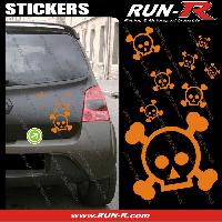 Adhesifs & Stickers Auto Lot stickers tete de mort SKULL RAIN format A4 - ORANGE - Run-R