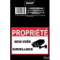 Adhesifs & Stickers Auto PROPRIETE SOUS VIDEO SURVEILLANCE Adhesif pre-decoupe - Dimension 9 x 6.5 cm - Resistant UV