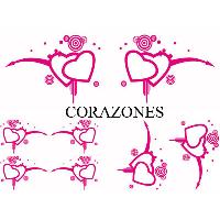 Adhesifs & Stickers Auto Set Adhesifs -ELEMENT CORAZONES- Rose - Car Deco