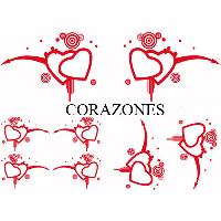 Adhesifs & Stickers Auto Set Adhesifs -ELEMENT CORAZONES- Rouge - Car Deco