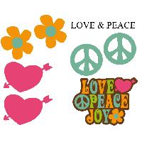 Adhesifs & Stickers Auto Set Adhesifs -ELEMENT LOVE AND PEACE- Full Color - Car Deco