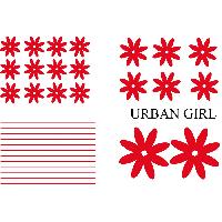 Adhesifs & Stickers Auto Set Adhesifs -ELEMENT URBAN GIRL- Rouge - PROMO ADN - Car Deco