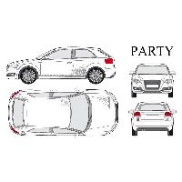 Adhesifs & Stickers Auto Set complet Adhesifs -PARTY- Argent - Taille M -PROMO ADN - Car Deco