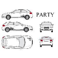 Adhesifs & Stickers Auto Set complet Adhesifs -PARTY- Noir - Taille M - PROMO ADN - Car Deco