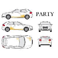 Adhesifs & Stickers Auto Set complet Adhesifs -PARTY- Orange - Taille M - PROMO ADN - Car Deco