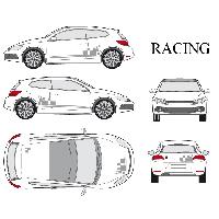 Adhesifs & Stickers Auto Set complet Adhesifs -RACING- Argent - Taille M - Car Deco